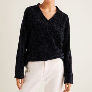 Mango Chenille Sweater Black Navy Size XS